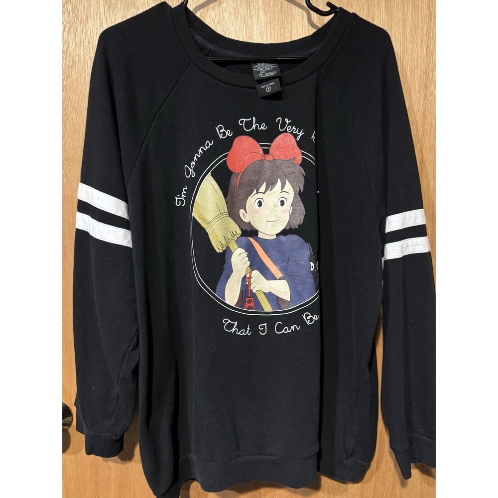 Studio Ghibli Kiki's Delivery Service Black Sweatshirt Sz XL (J)
